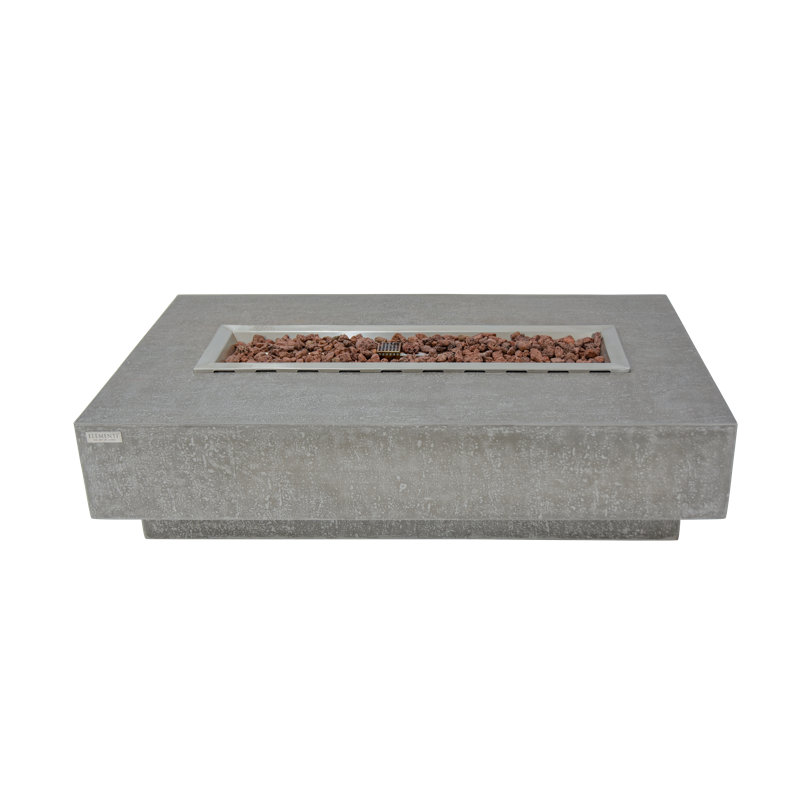 Hampton / Granville Outdoor Concrete Fire Pit 45,000 BTU - Includes Lava Rocks & PVC Cover, Light Gray, Propane