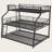 Twin XL / Full XL / Queen Triple Bunk Bed with Long & Short Ladder, Full-Length Guardrails, Black Metal Frame, Space-Saving Design