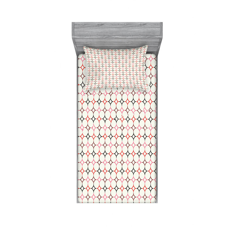 Microfiber Geometric Sheet Set, Twin XL Sheet Set with Fitted Sheet