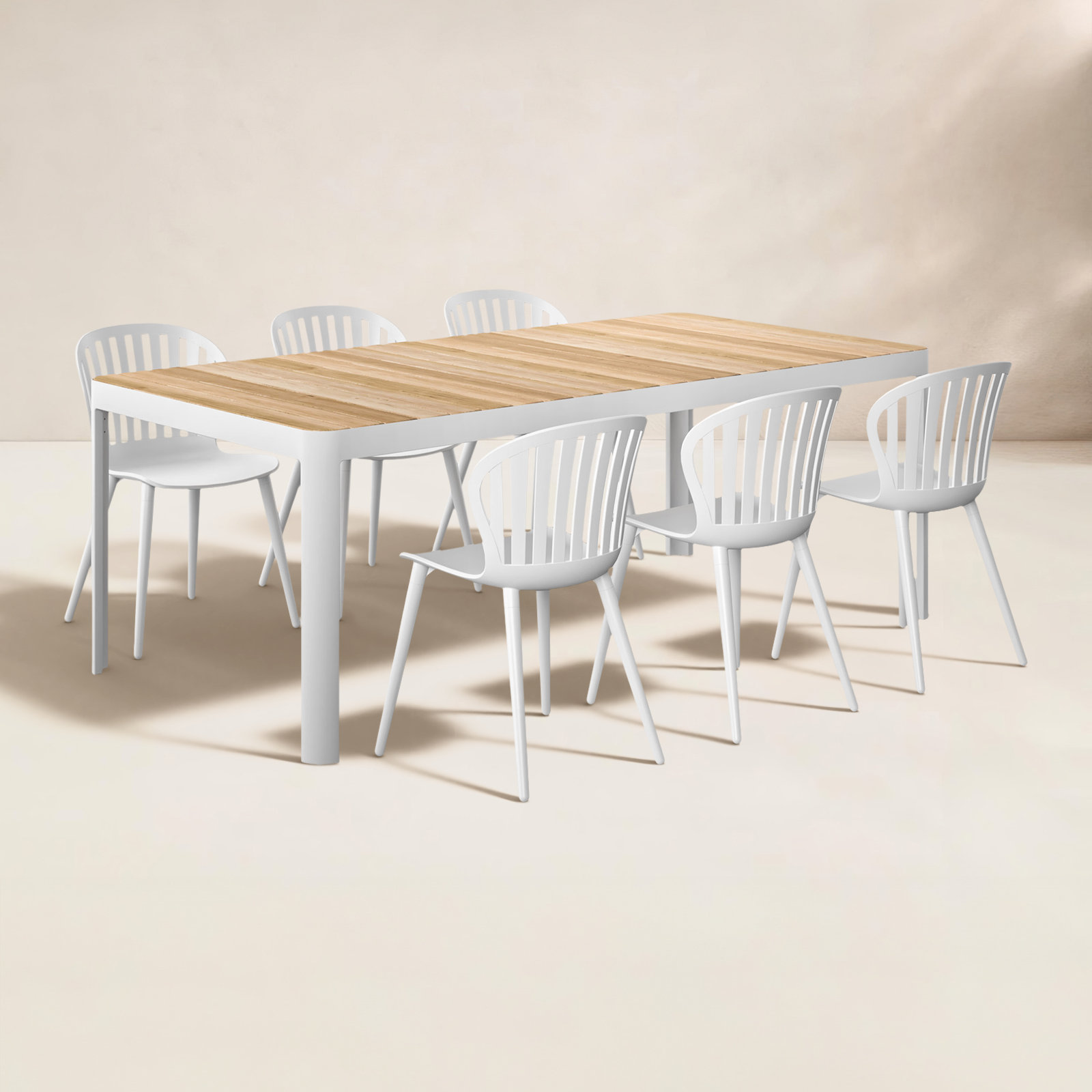 Lujane 82" Teak Patio Dining Set