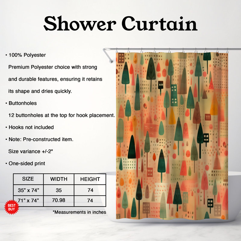Rideau de douche abstrait Ingleton, H 74 po x l 71 po