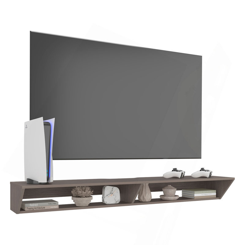 Meuble télé 65 po avec 3 tablettes ouvertes Russel, Gris