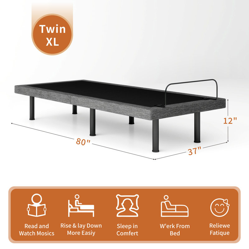 Ensemble de lit ajustable Alwyn Home Smart | Système de sommeil tout-en-un avec base réglable, Très grand simple