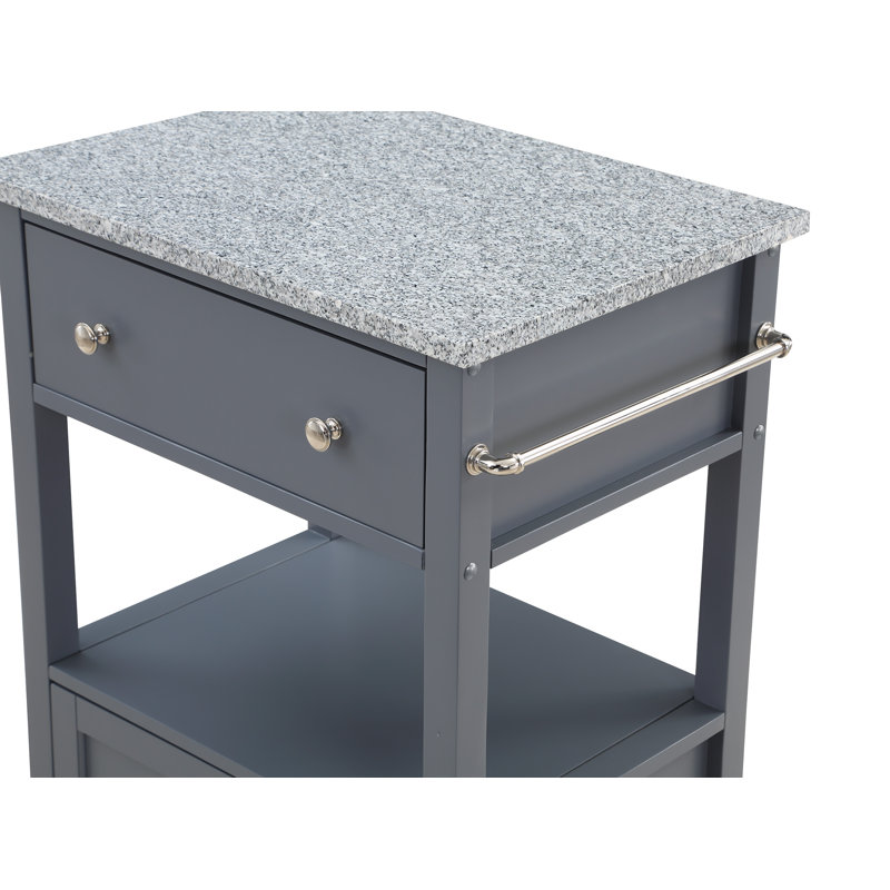Suell Granite Top Kitchen Cart, Gray