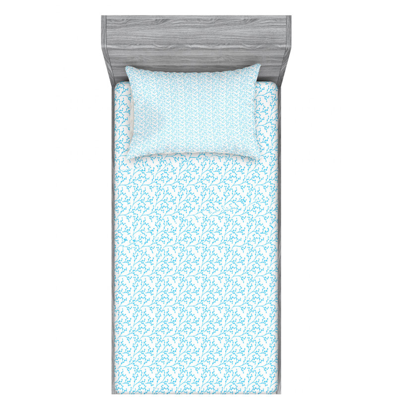 Microfiber Floral Sheet Set, Twin XL Sheet Set with Fitted Sheet