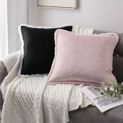 Ensemble de 2 housses de coussins décoratifs, housse de coussin à bord doux avec pampilles, Boho Modern Home Decor pour canapé-lit 18 po x 18 po