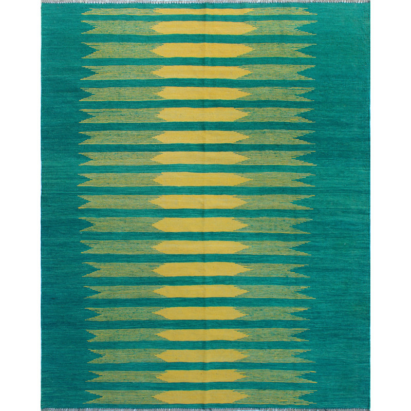 Modern Flatweave Aubriell Green Rug