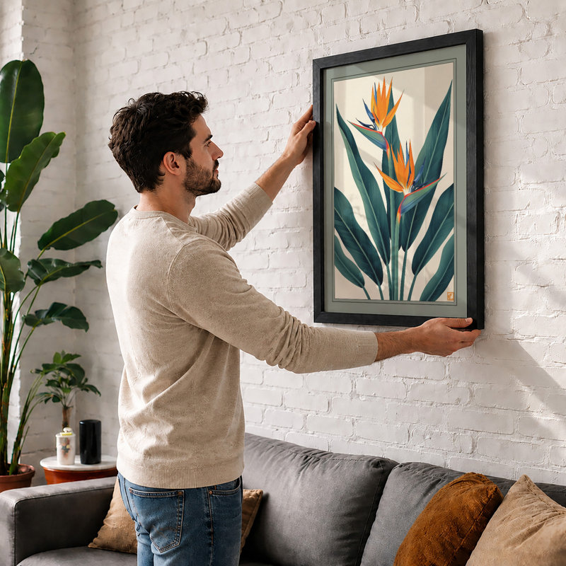 Tropical Bloom Botanical - Framed Print, A1 - 84.1 x 59.4 cm, Black