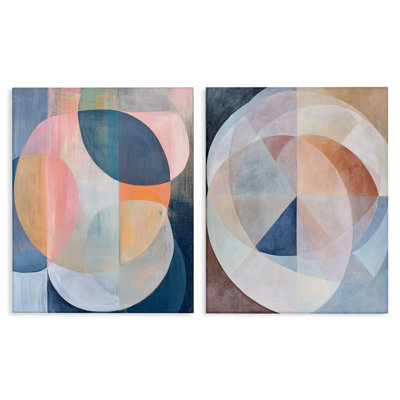 Ensemble de 2 toiles Pastel Centric Geometrics, design par Ramona Murdock