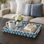 Plateau décoratif, motif géométrique Capiz 14 pouces, bleu et blanc-123275134-123275133