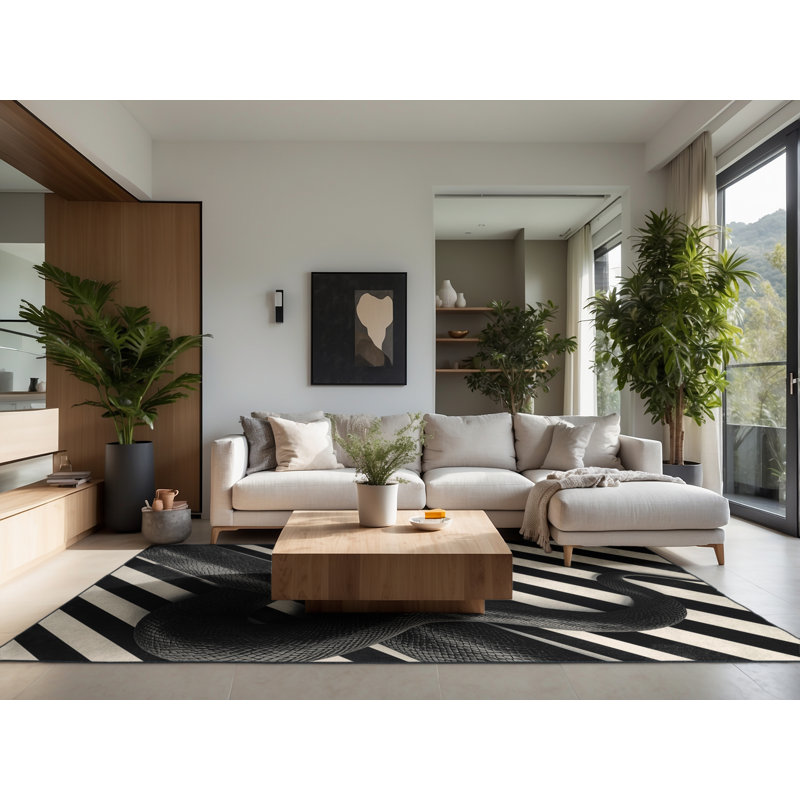 Tapis gris moelleux moelleux et moelleux Tacington Anaconda, 7 x 9