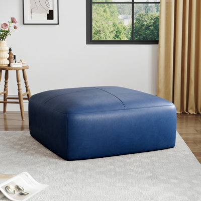 Hustle Square Top-Grain Genuine Italian Leather Ottoman by Pia Ricco