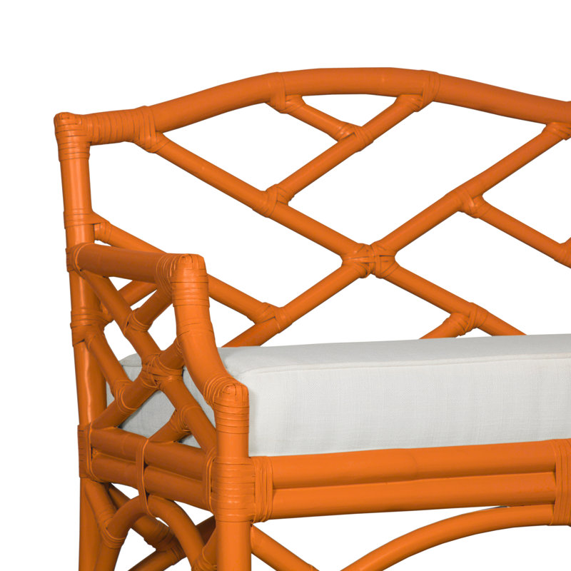 Chippendale Upholstered Bench, Citrus Orange