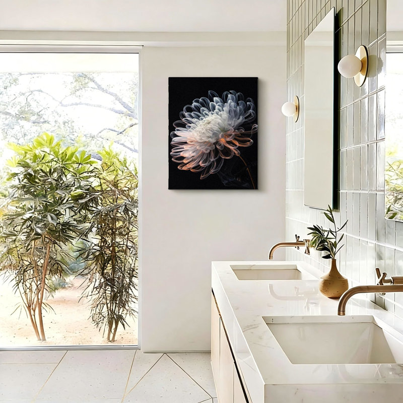 Fleur, art mural sur toile, image de chrysanthème, affiche noire, reproduction d'art, 16 x 20