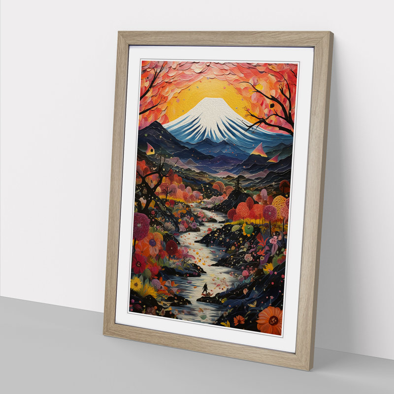 Mount Fuji Expressionism No.2 - Framed Print, Oak, 64cm H x 46cm W x 2cm D