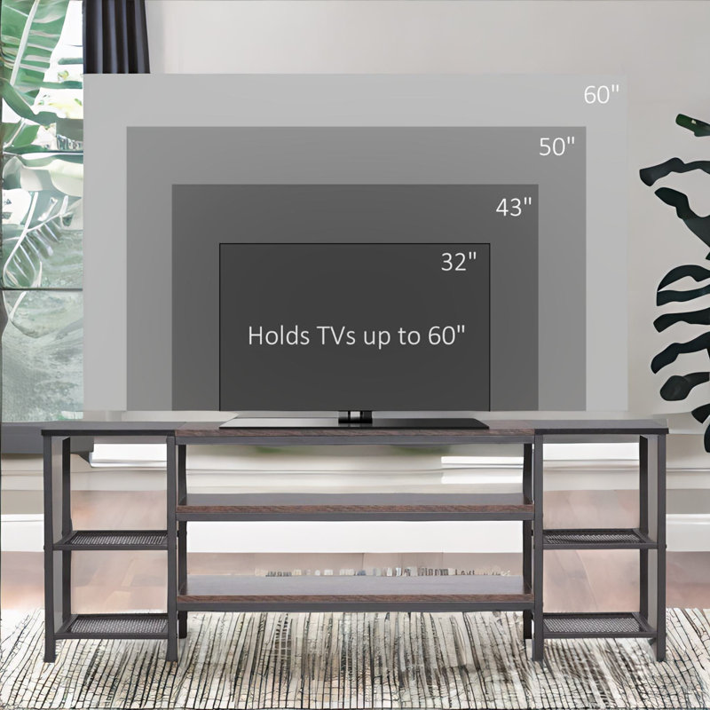 Alanieta Rustic Industrial 3 Tier TV Stand for TVs up to 50" with Storage Shelves Living Room