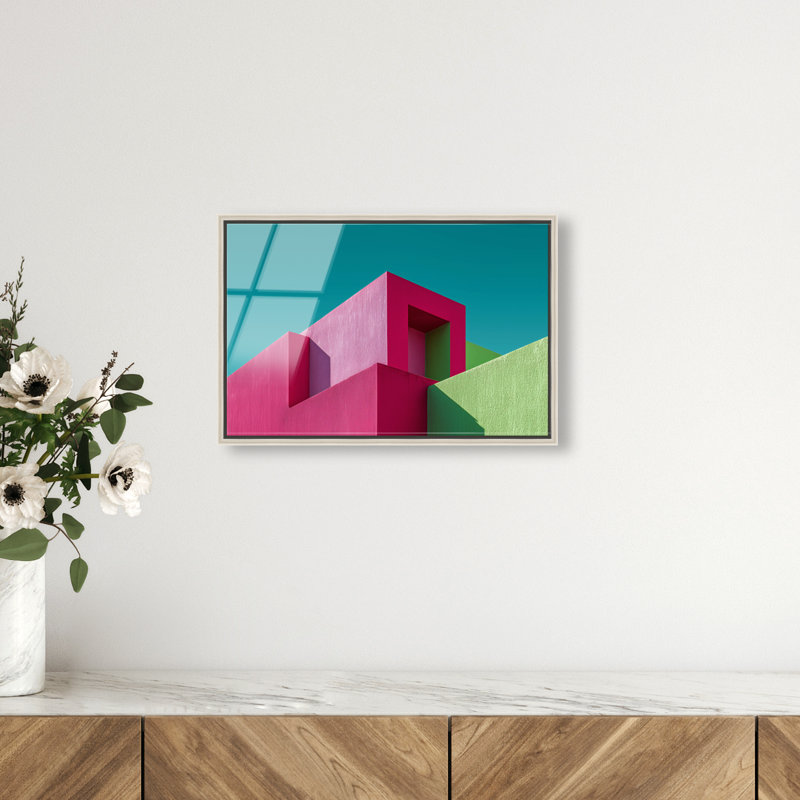 Aquamarine Angle II Print, 17"H x 25"W, Silver Floater Frame