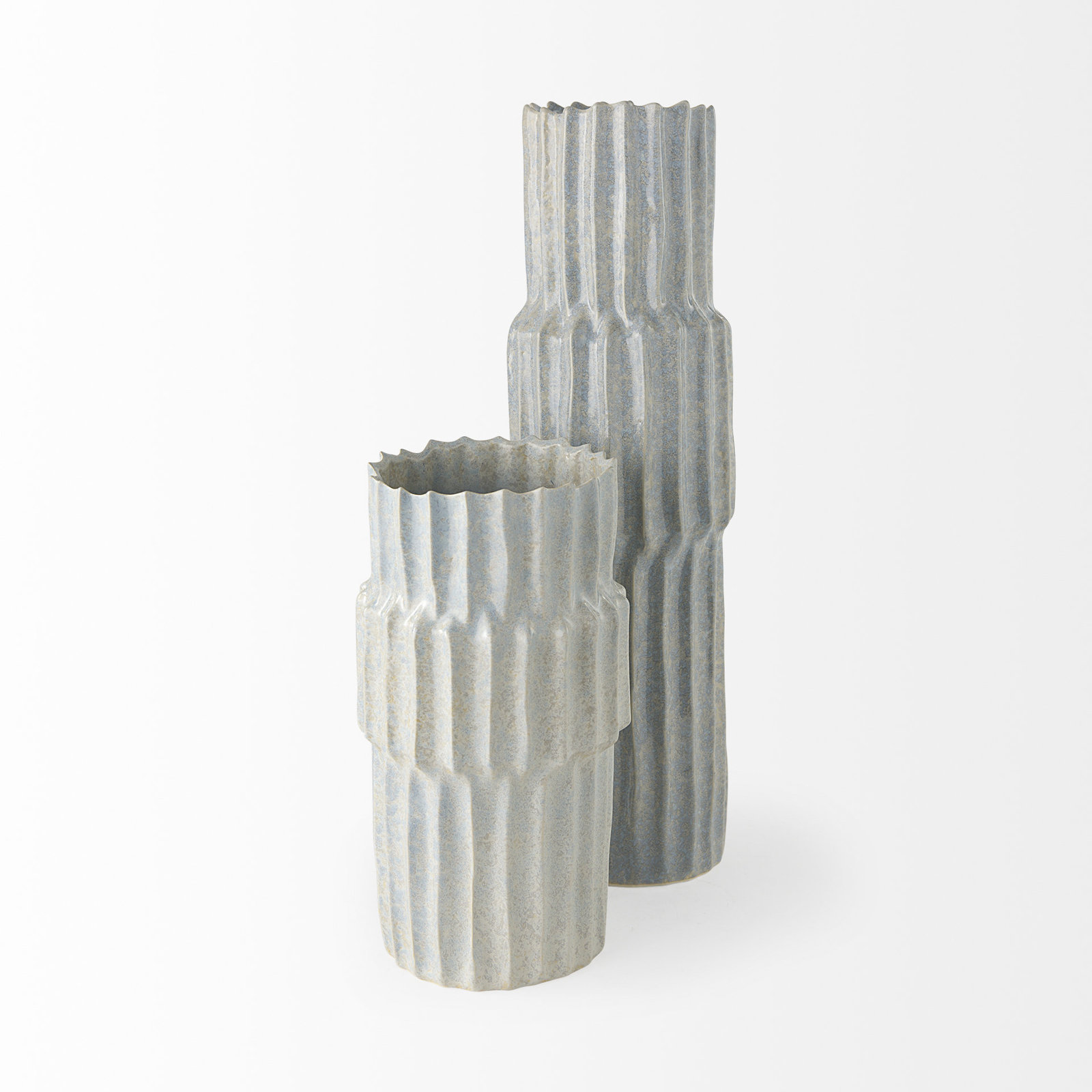 Zahari Ceramic / Porcelain Table Vase, 13.8" H x 7.5" W x 7.5" D, Gray