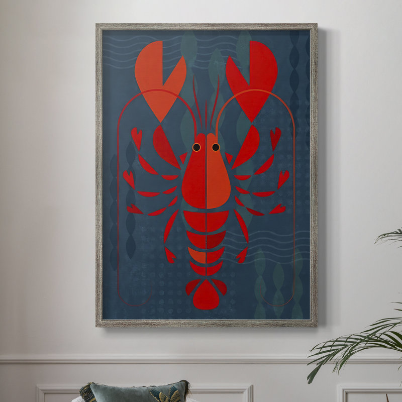 Geo Lobster I, reproduction encadrée - bois massif, H 15 po x l 12 po
