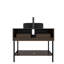 36'' Freestanding Bathroom Storage Cabinet, Dark Walnut Hue, Black Sintered Stone Top Plate, One Drawer With Finger Joint, High - Performance Particle Board, Stainless Steel Legs For Space, Drainage