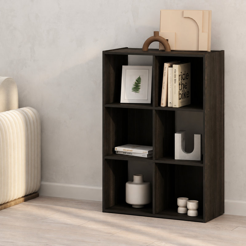 Nicholis 89.92 cm H x 60.2 cm W Cube Bookcase, Black