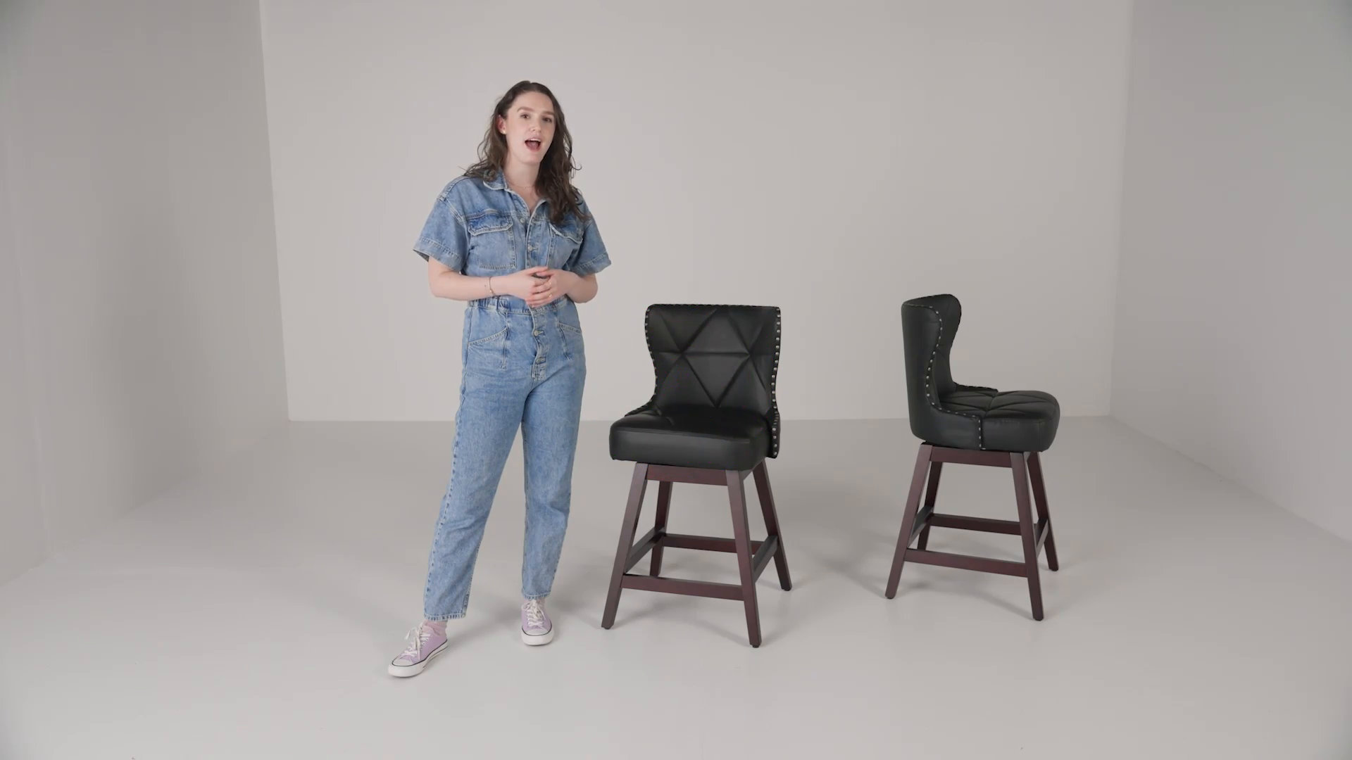 Arabele Swivel Upholstered 26'' Counter Stool with Solid Wood Frame (Set of 4)