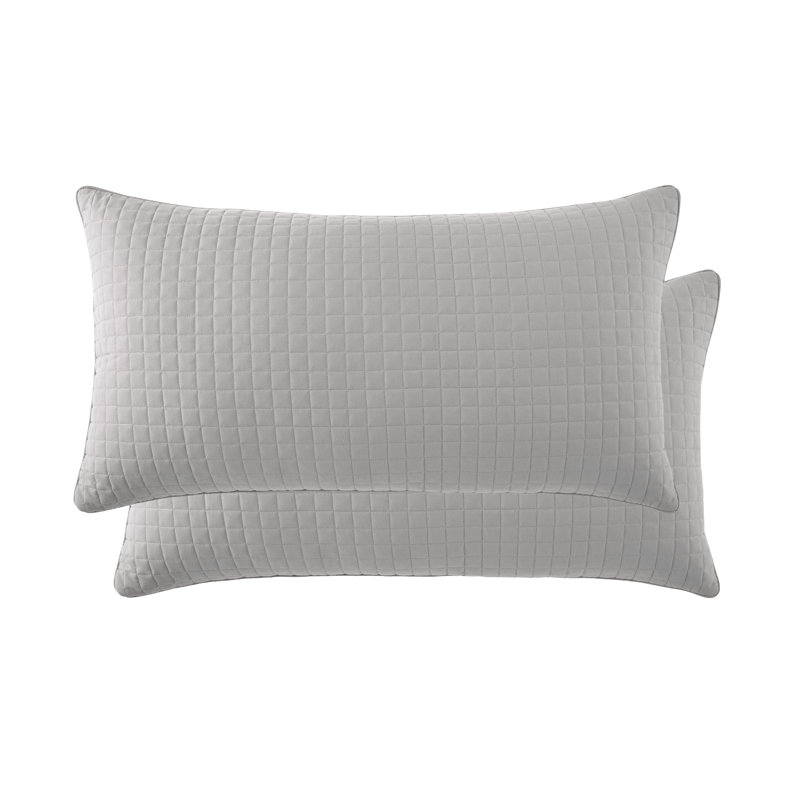 Southshore Fine Linens Vilano Quilted Sham Covers, Double-Brushed Microfiber Square-Stitched Pillow Shams with Piped Edges, Set of 2, 20" x 36" , Steel Grey