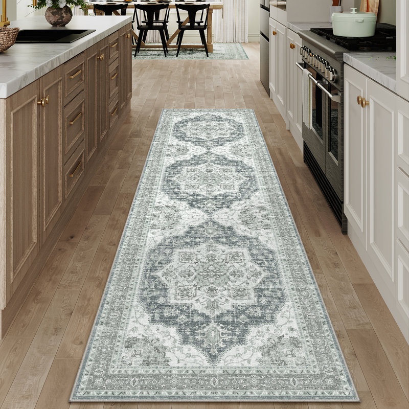 Machine Washable Vintage Area Rug With Non-Slip Backing, Runner 2' x 8'