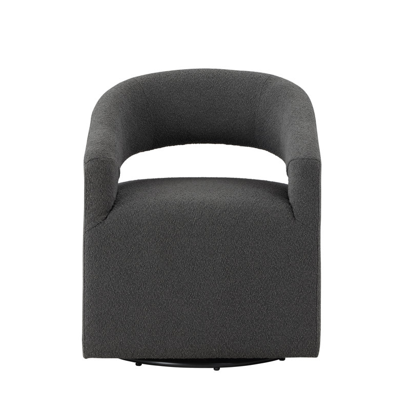 Fauteuil demi-tonneau pivotant de 27 po Makia, Bouclé gris foncé