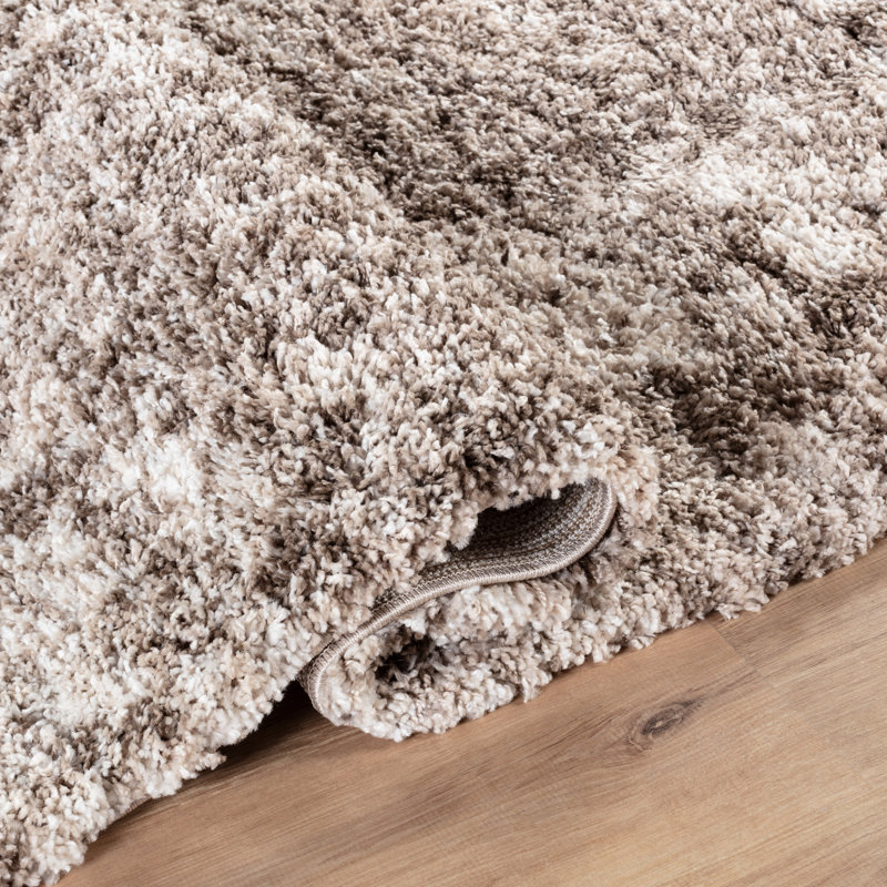 Hudgens Performance Abstract Shag Area Rug, Runner 2'8" x 9'6", Beige/Brown