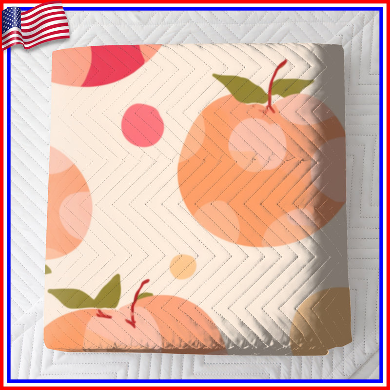 Patterned Apples With Leaves Quilted Bedspread, Twin