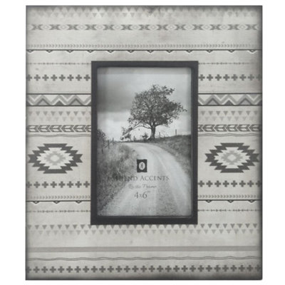 Free Spirit Gray Aztec Pattern Southwestern Wooden Picture Frame 4x6 inch