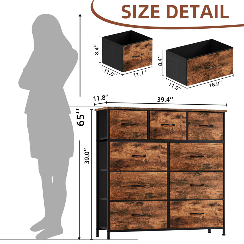 Commode de rangement en tissu Somdot, Brown