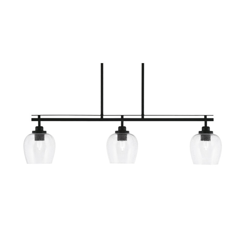 Luminaire pour îlot de cuisine 3 lumières avec verre de 6 po Odyssey, Bulle transparente, Noir mat