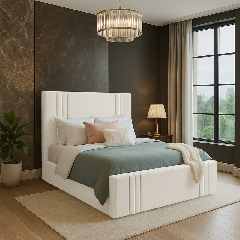 Mishayla Storage Bed, 135 x 190 cm, Cream