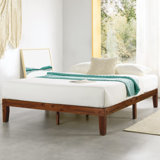 Solid Wood Platform Espresso Bed With Wooden Slats No Box Spring Needed Easy Assembly 12 Inch