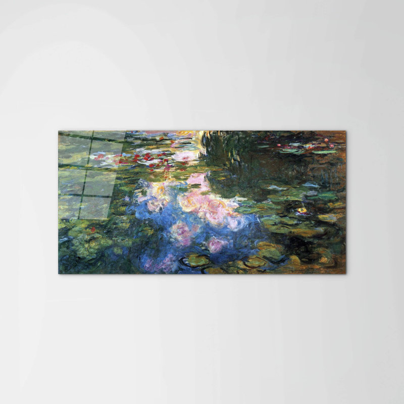 Water Lillies III by Monet Claude 50cm H x 100cm W High Quality Print on Frameless Panel, Lightweight, Ready to Hang
