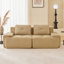 Canapé modulaire en L 82 po pour salon modulaire en tissu de velours côtelé de 82 po avec assise profonde, passepoil perlé, conception capitonnée, sans assemblage, conception antidérapante, brun clair