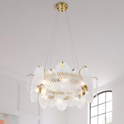 Lustre à intensité variable à 3 lumières de luxe moderne avec détails en cristal
