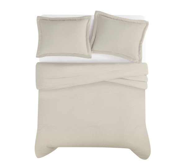 Nena Linen Standard Bedding, King Comforter + 2 King Pillow Shams, Beige