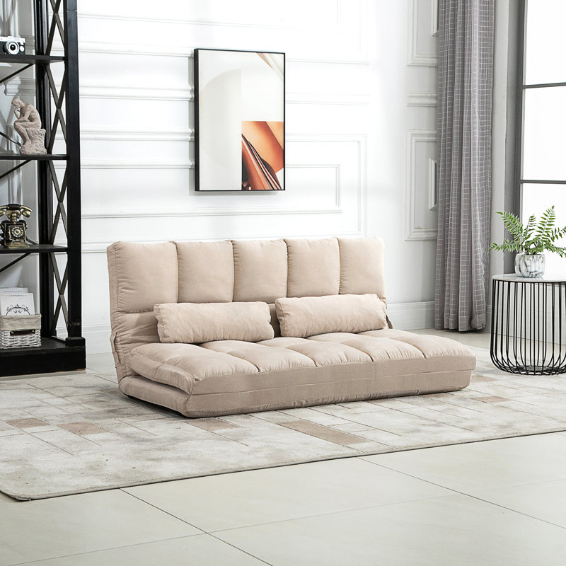Fauteuil convertible HOMcom, Polyester beige, H 23,5 po x l 51,3 po x P 28,8 po