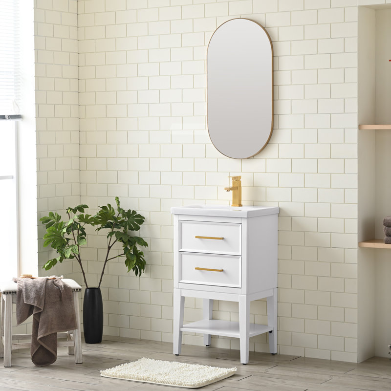 Meuble-lavabo simple 20 po avec comptoir en céramique Brodnax, Blanc