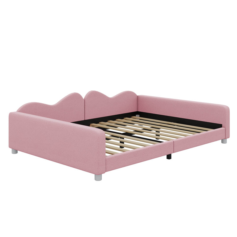 Canapé-lit en sherpa rembourré avec dossier en forme de nuage, Double, Rose