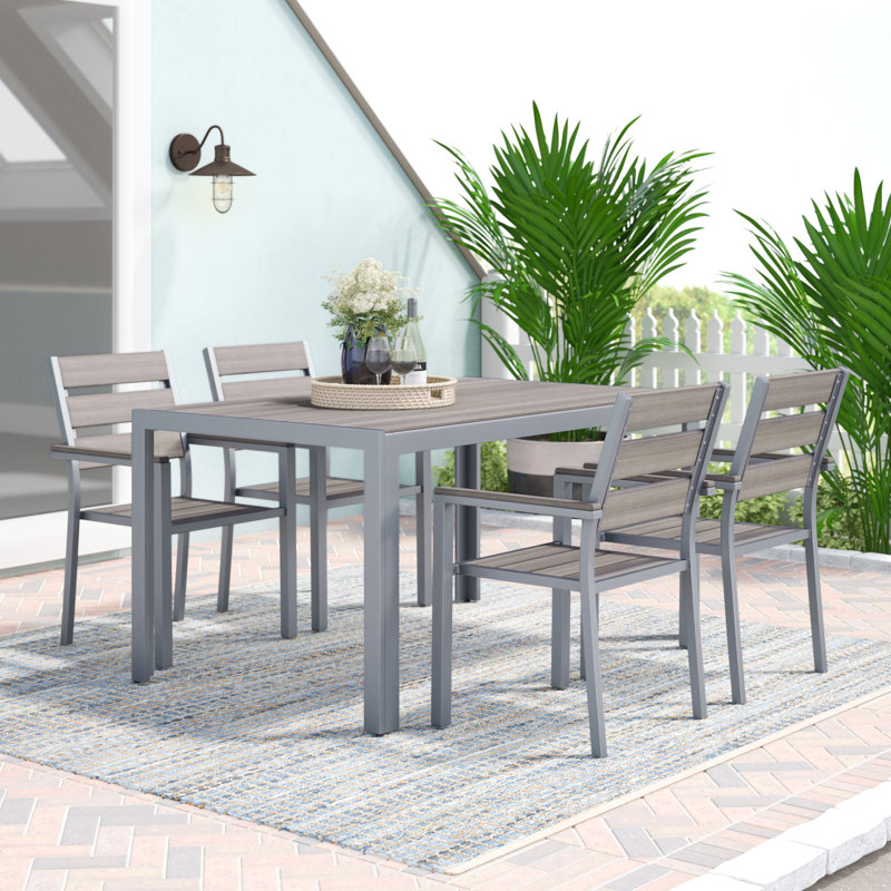 Ensemble repas 5 pièces Adlan, L 59 po x l 35,5 po x H 29,25 po, Gris blanchi par le soleil