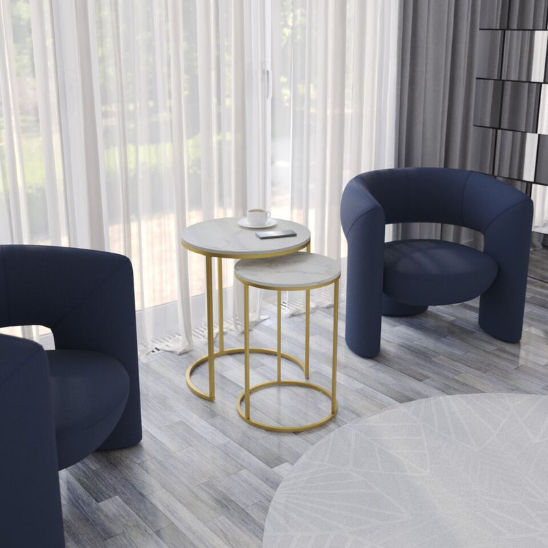Shalyssa Solid Wood Coffee Table, Gold, White