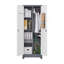 Armoire de rangement à balai avec portes et tablettes verrouillables, armoire de rangement en métal de 65 po de hauteur avec tringle et crochets en S, armoire de rangement pour outils de nettoyage