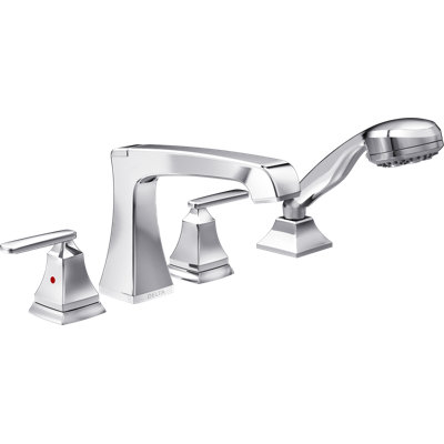Ashlyn Double Handle Deck Mounted Roman Tub Faucet Trim with Handshower