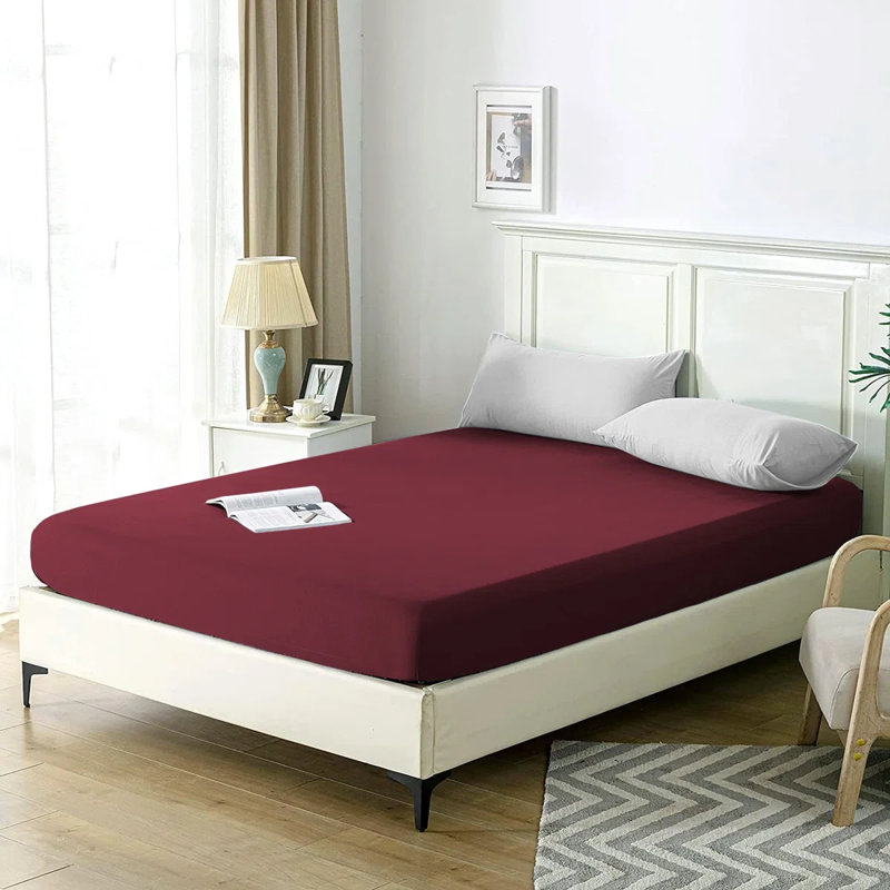 Sulltane Ultrasoft Cotton Blend Jersey Knit Fitted Sheet, Kingsize (5'), Red