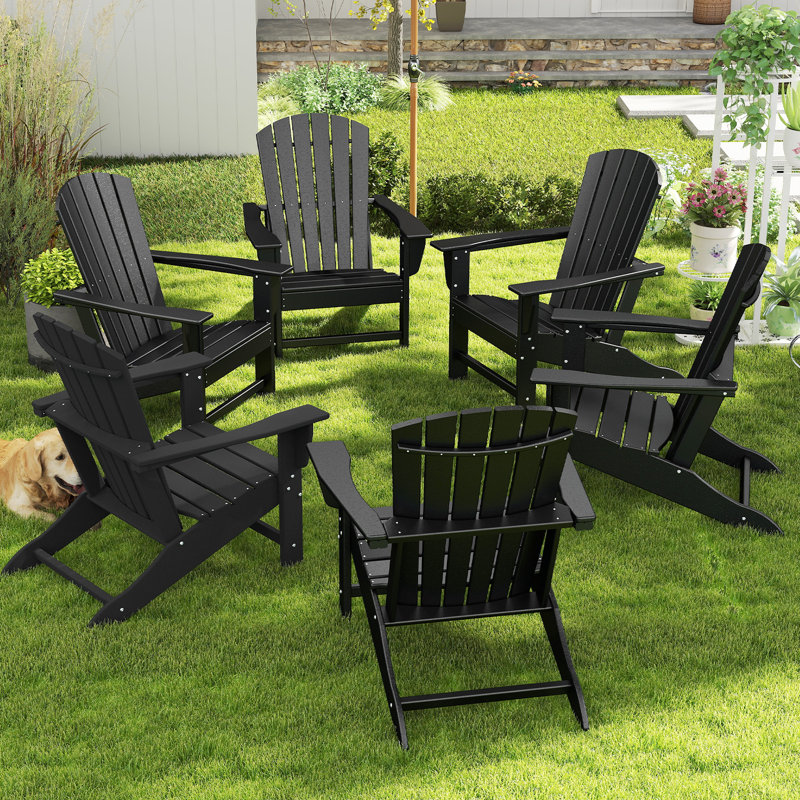Hdpe Outdoor Adirondack Chair (Set Of 6), Gray