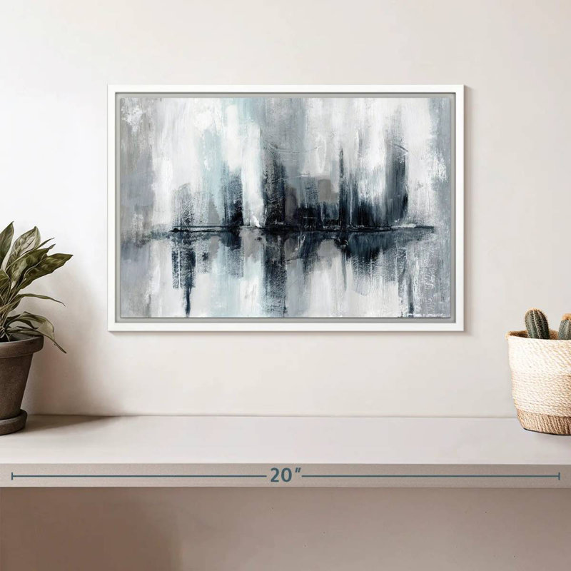 Lumières de port indigo, Cadre flottant blanc, 13 po x 9 po